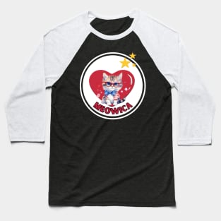 A meowica cute kitty cat with glasses on 4th of July with heart Baseball T-Shirt